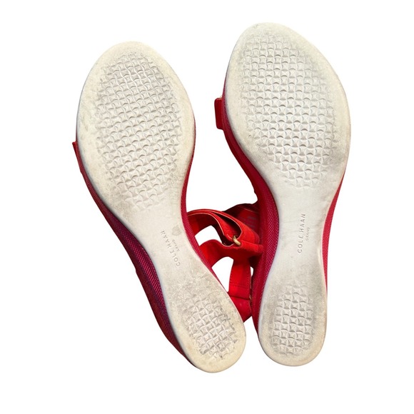 Cole Haan Grand Ambition Red Suede Wedge Sandals W22374 Size 7 - Picture 14 of 16